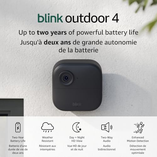 Blink Outdoor 4 – 1080p Wireless Security Cameras (2-Camera System, 2-Year Battery, Sync Module Core)