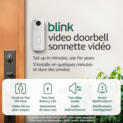 Blink Video Doorbell (All-New) – Head-to-Toe HD, 2-Year Battery, Sync Module Core – Black