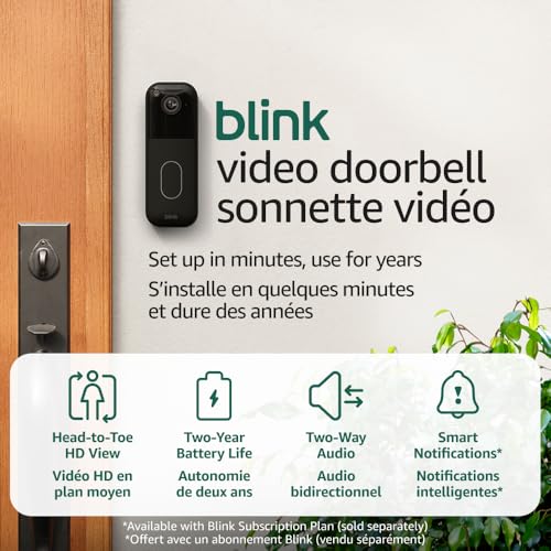Blink Video Doorbell (All-New) – Head-to-Toe HD, 2-Year Battery, Sync Module Core – Black