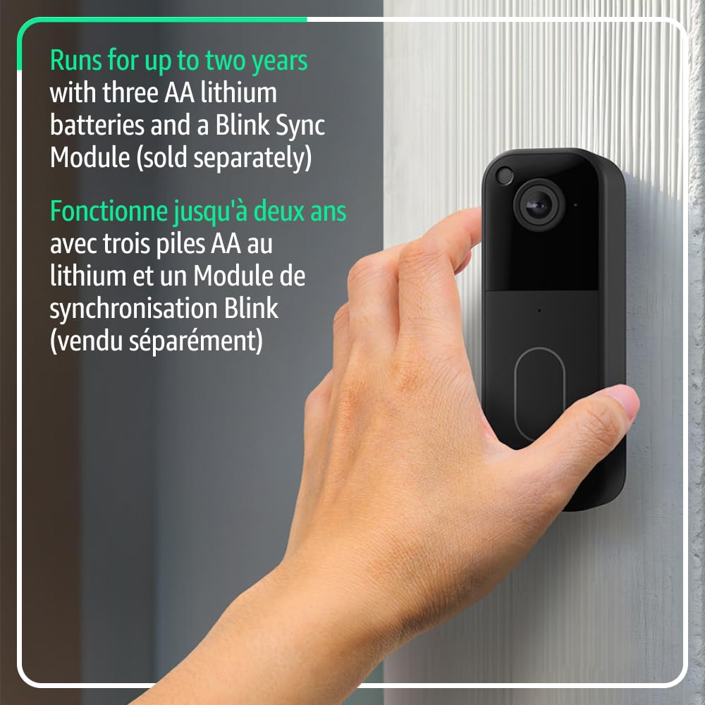 Blink Video Doorbell (All-New) – Head-to-Toe HD, 2-Year Battery, Sync Module Core – Black
