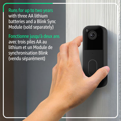 Blink Video Doorbell (All-New) – Head-to-Toe HD, 2-Year Battery, Sync Module Core – Black