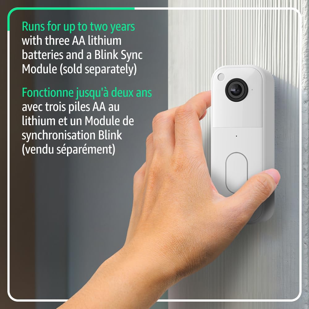Blink Video Doorbell (All-New) – Head-to-Toe HD, 2-Year Battery, Sync Module Core – Black