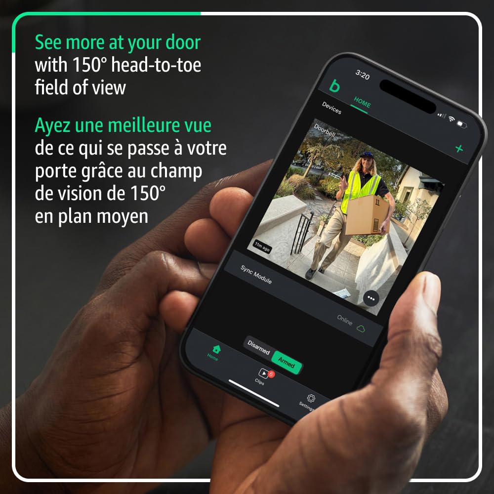 Blink Video Doorbell (All-New) – Head-to-Toe HD, 2-Year Battery, Sync Module Core – Black