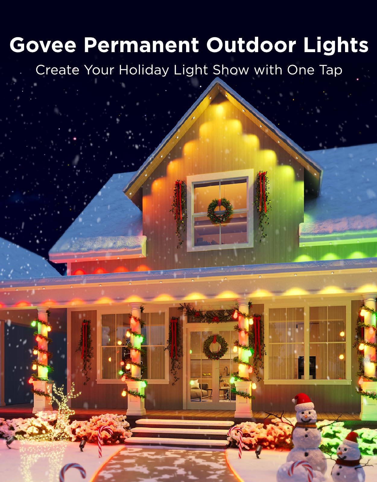 Govee Permanent Outdoor Lights 2 – 150ft RGBIC Waterproof LED Set (108 LEDs, Alexa/Google Compatible)