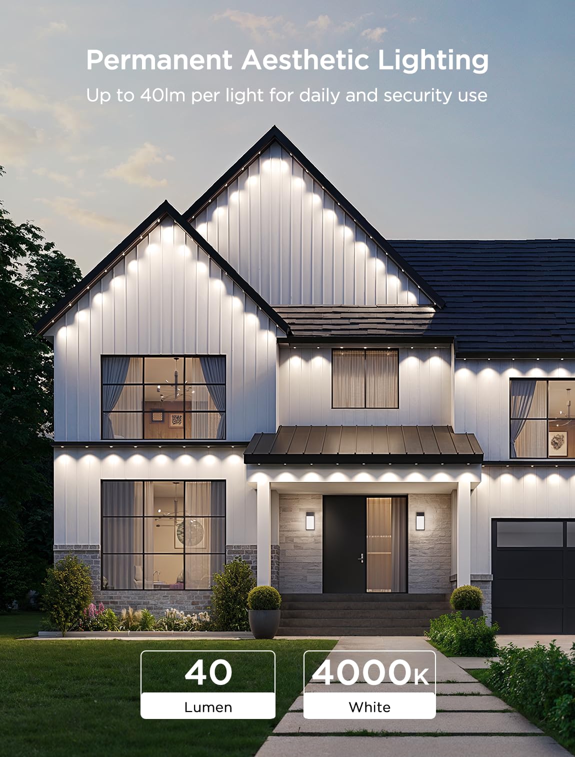 Govee Permanent Outdoor Lights 2 – 150ft RGBIC Waterproof LED Set (108 LEDs, Alexa/Google Compatible)