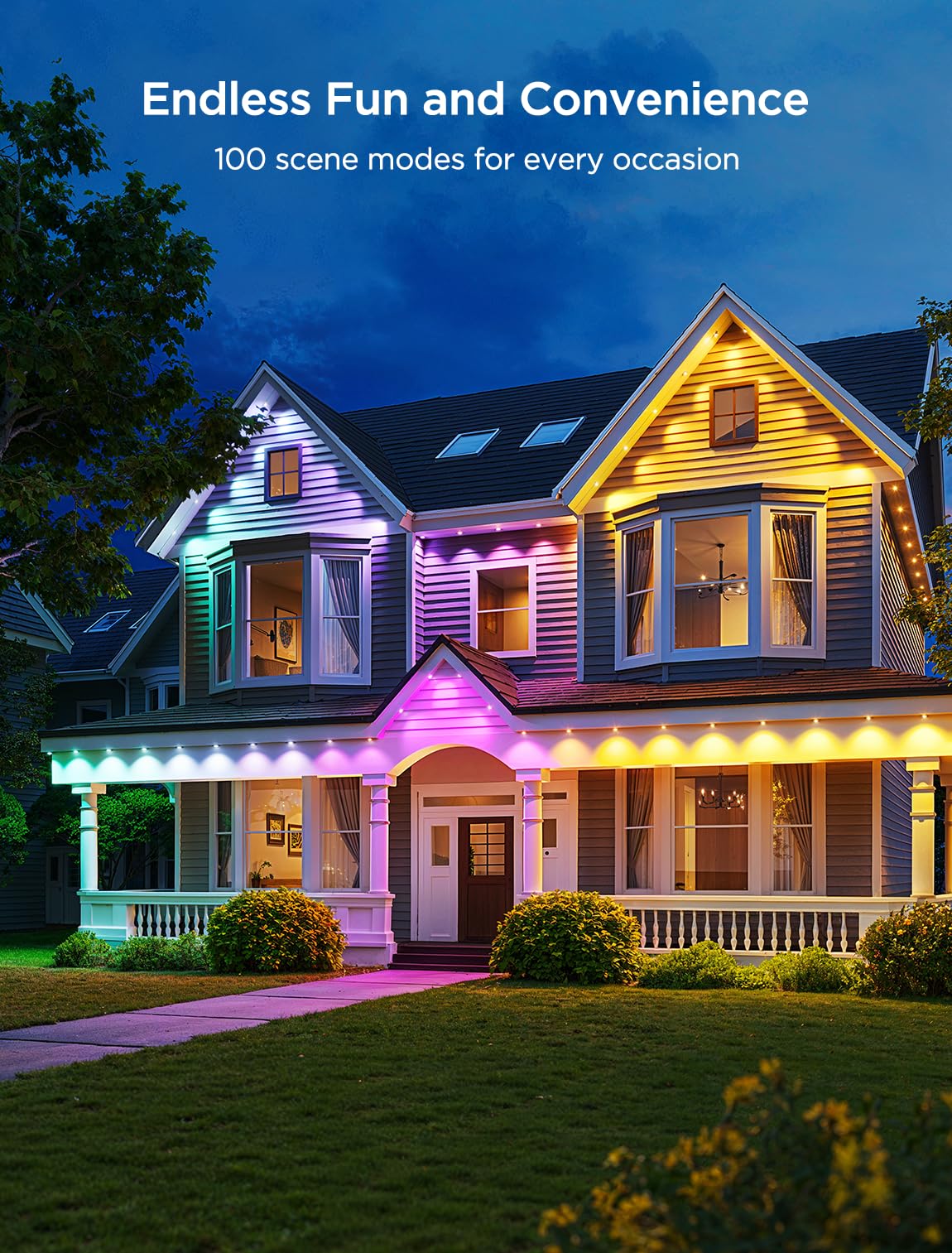 Govee Permanent Outdoor Lights 2 – 150ft RGBIC Waterproof LED Set (108 LEDs, Alexa/Google Compatible)