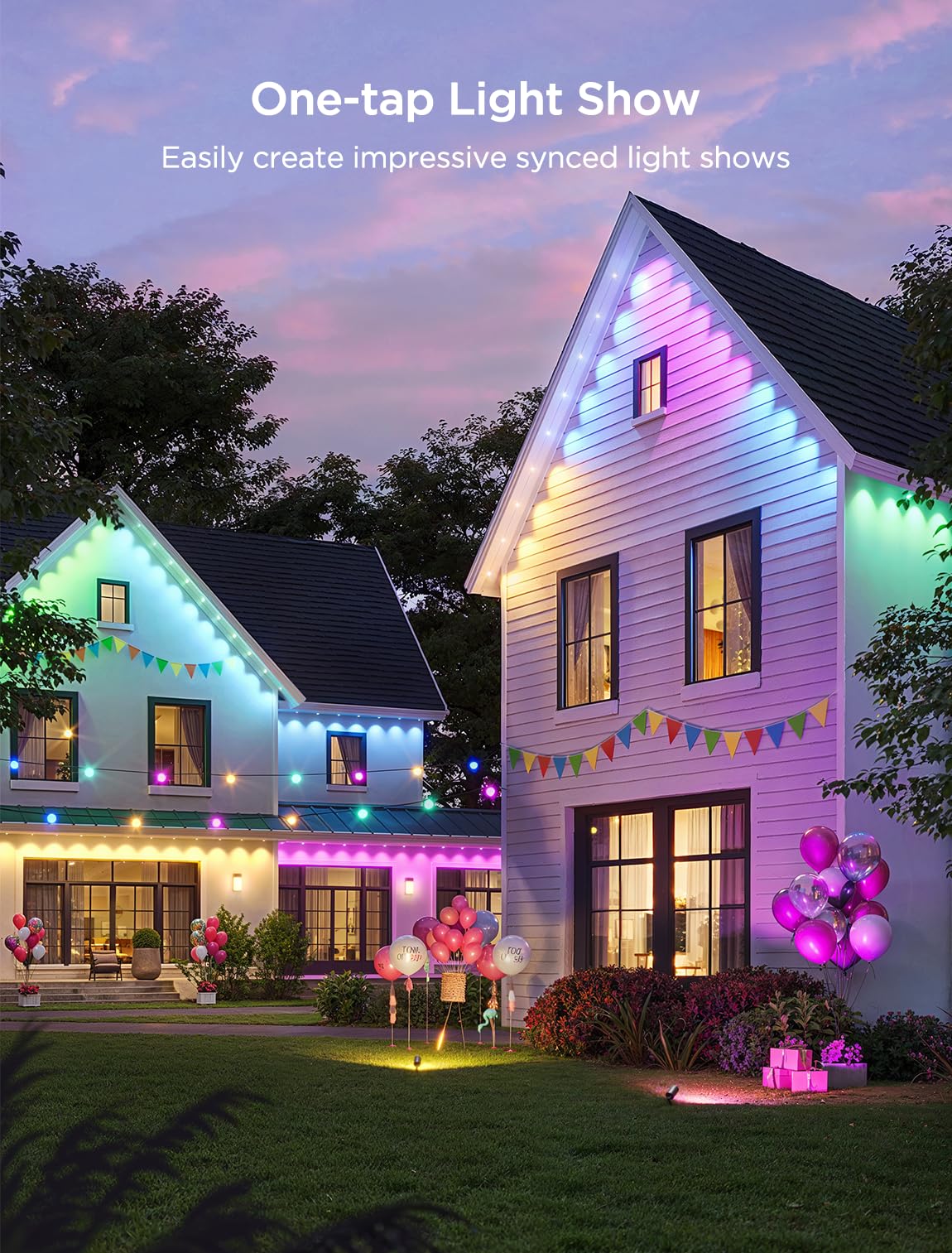 Govee Permanent Outdoor Lights 2 – 150ft RGBIC Waterproof LED Set (108 LEDs, Alexa/Google Compatible)